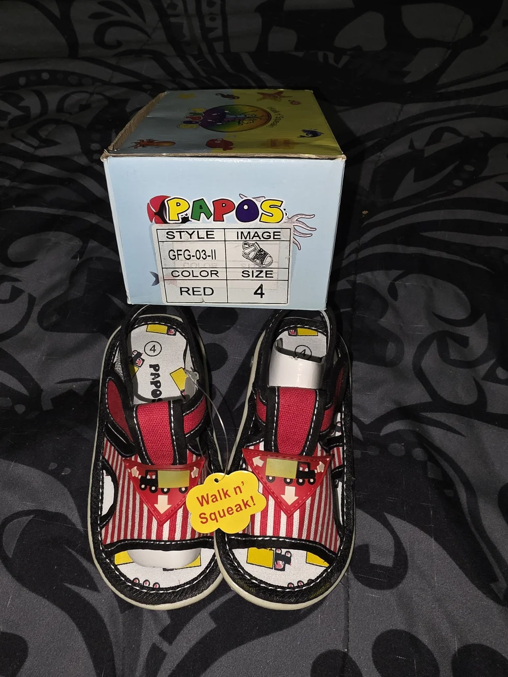 Red Striped Baby Walk n' Squeak Sandals